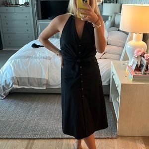 Veronica Beard Button Up Midi Dress with Tie Detail